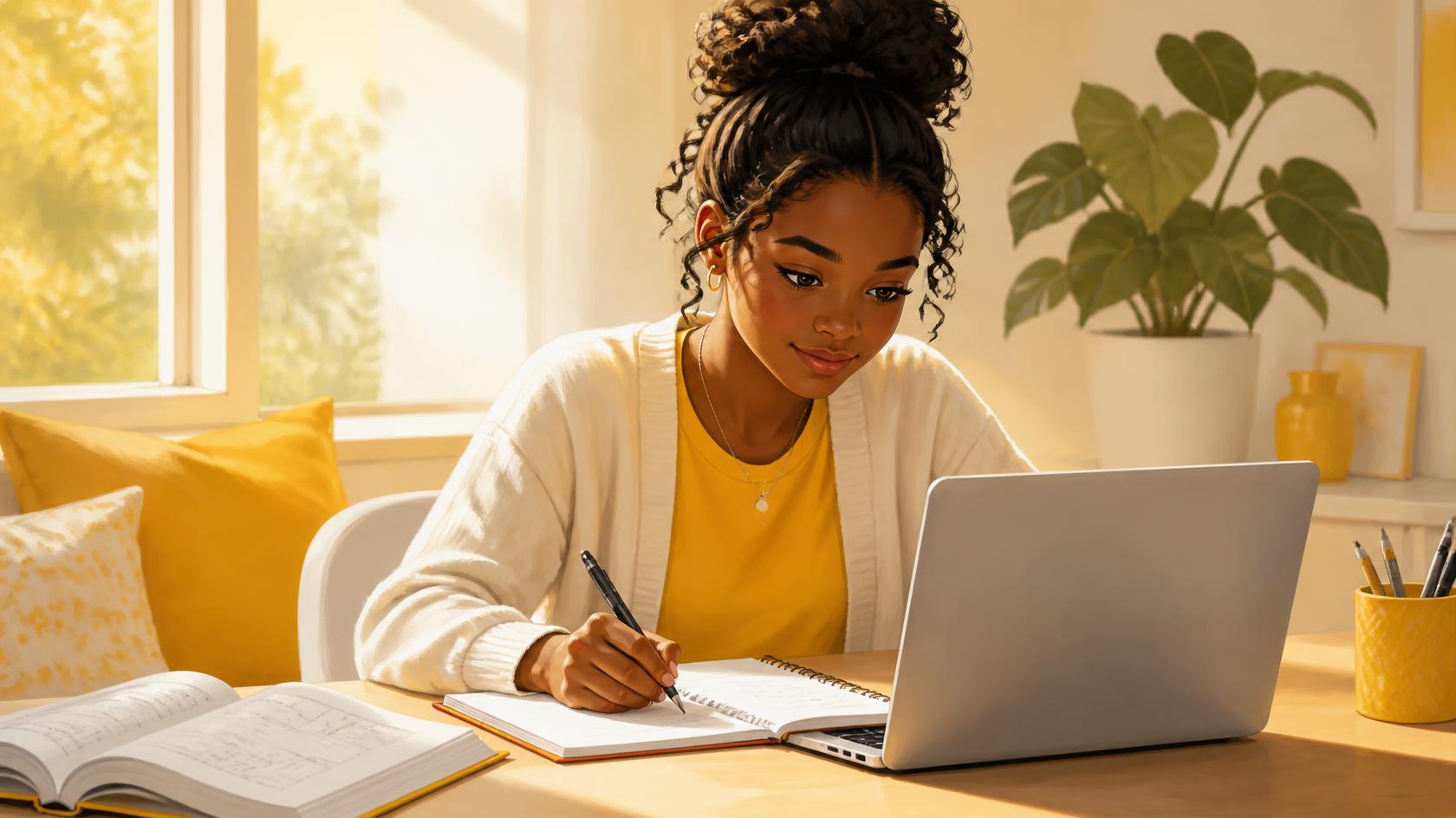 Élève qui apprend en autonomie sur ordinateur